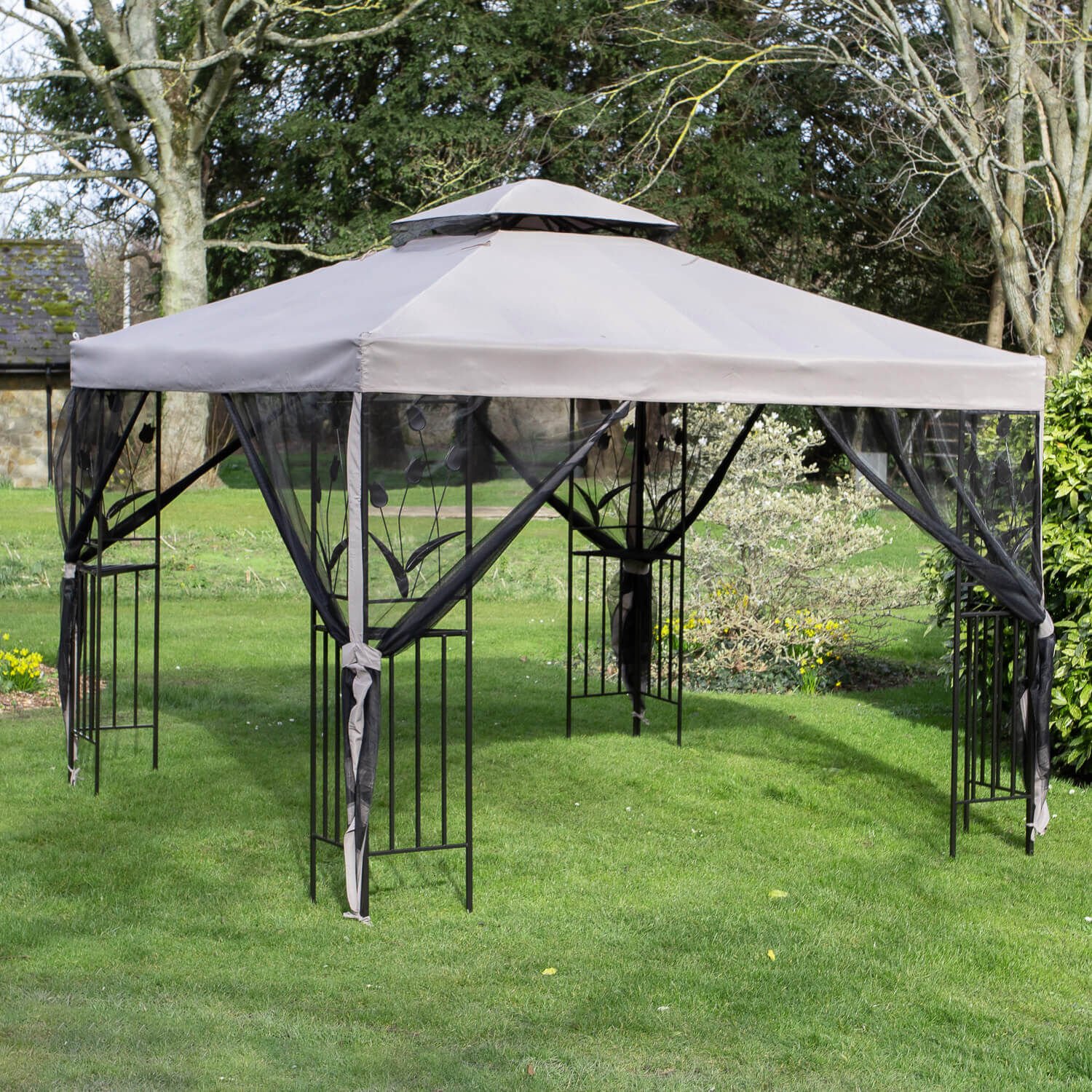 Havana Steel Gazebo with Mesh Curtain