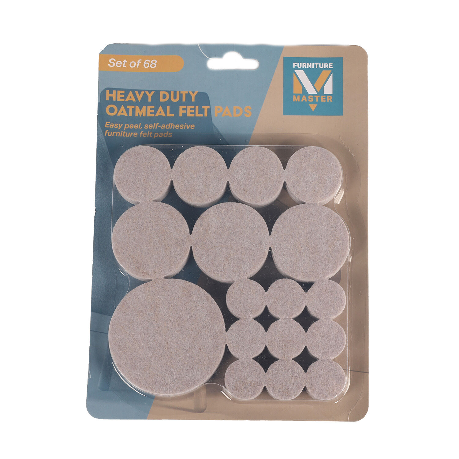 Heavy Duty Felt Pads 68 Pack - Oatmeal