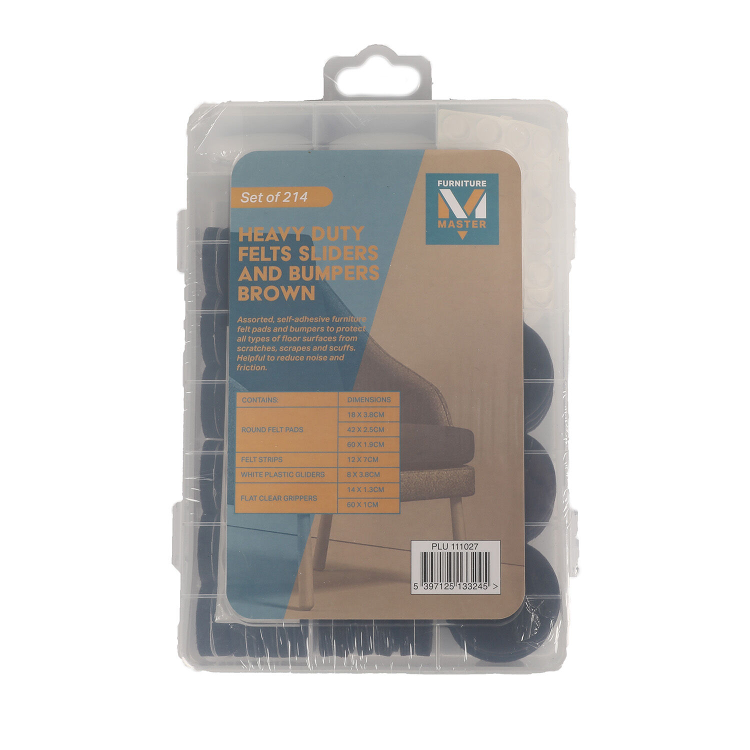Heavy Duty Felt Sliders & Bumpers 214 Pack - Brown