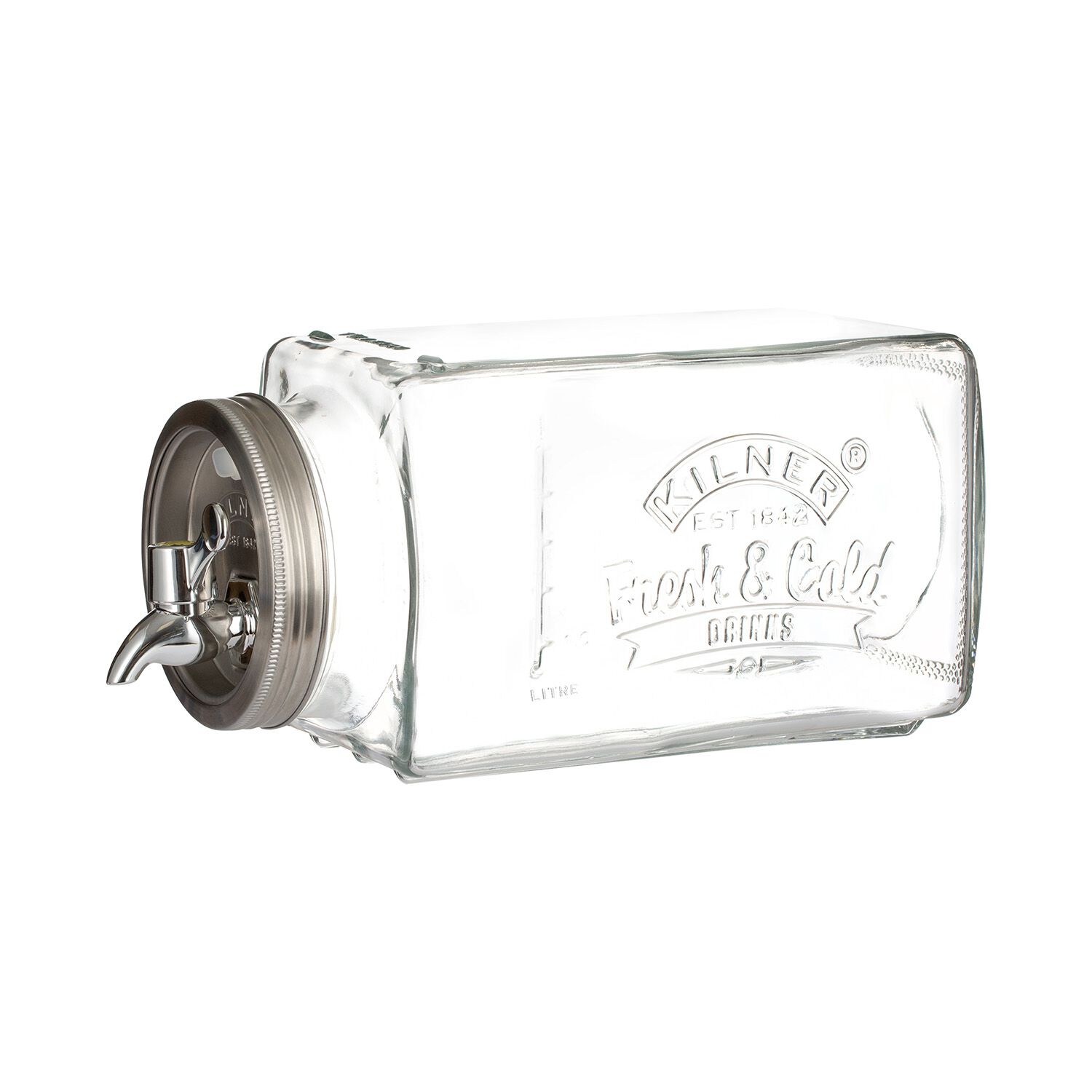 Kilner 3L Square Glass Fridge Drink Dispenser