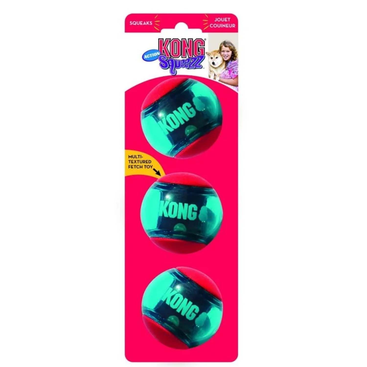 Kong Squeezz Small Action Ball Dog Toy 3 Pack