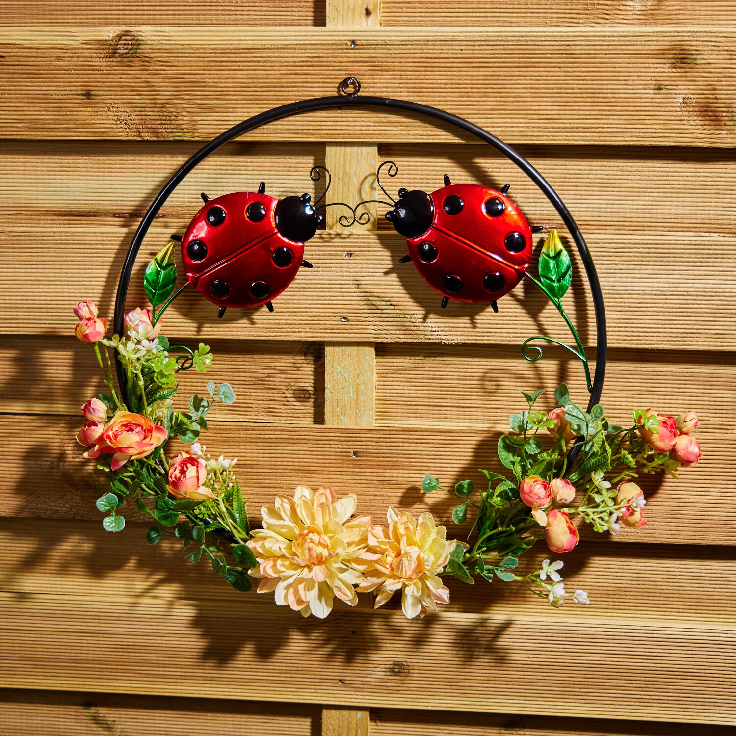 Ladybird Wreath Garden Wall Art