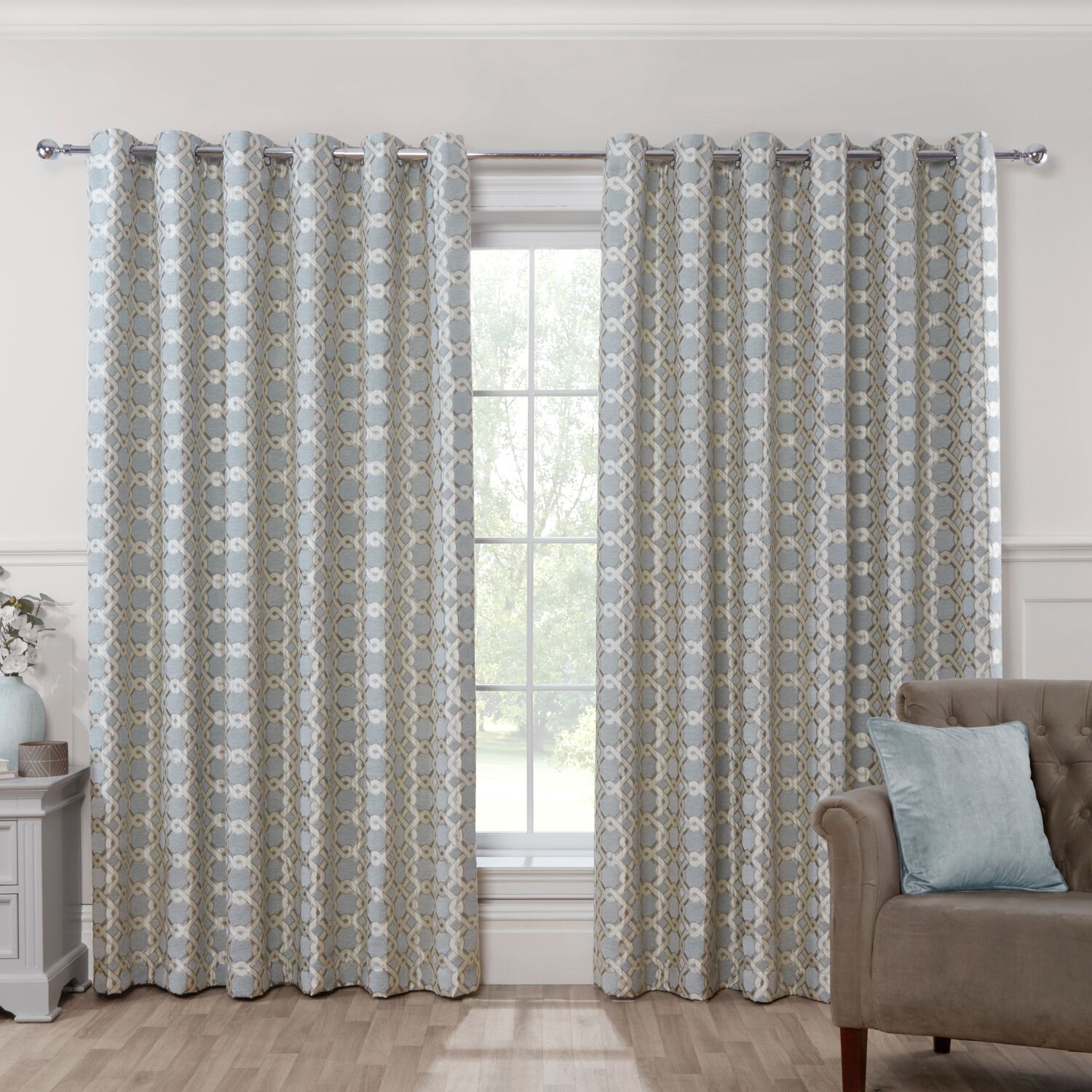 LOCKE CHENILLE DUCK EGG 66x54 Curtain