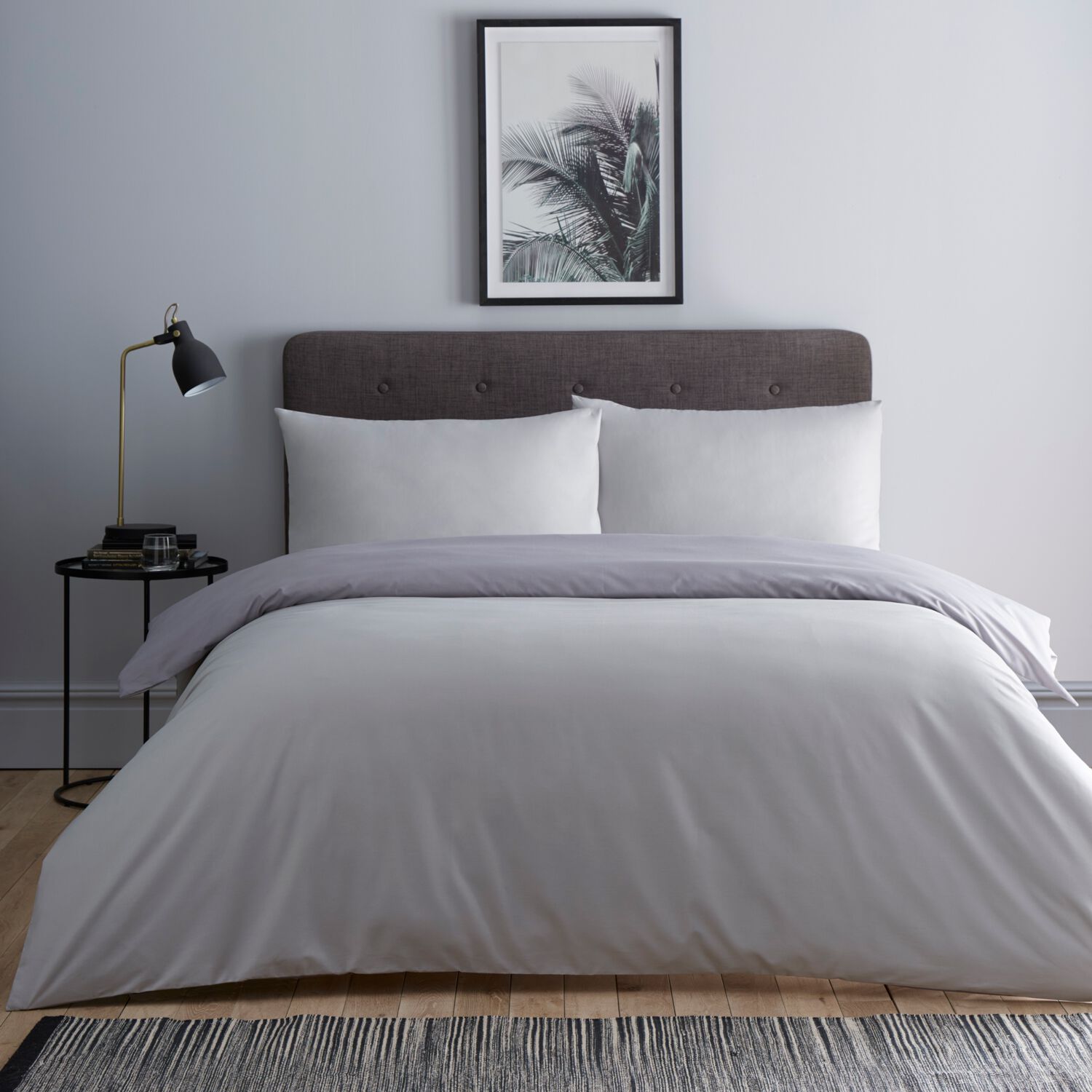 SUPERKING DUVET COVER Luxury Percale Ice Grey/Grey