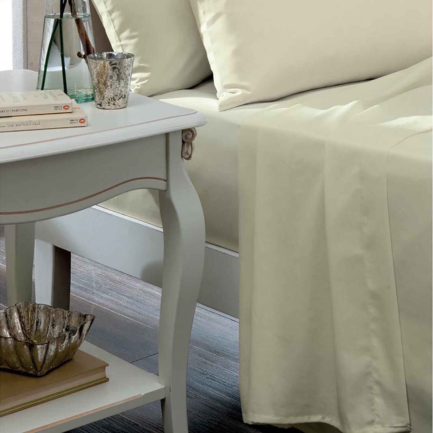 SUPER KING FLAT SHEET Luxury Percale Cream 2H