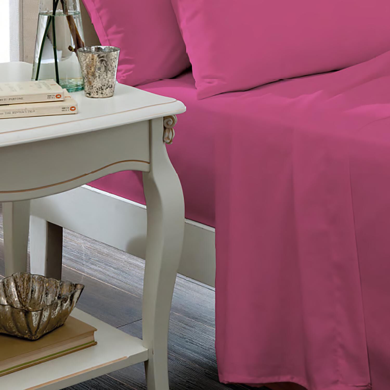 SINGLE FLAT SHEET Luxury Percale Hot Pink 6E