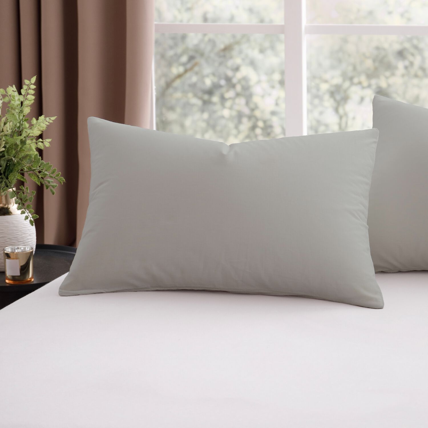 Nicole Day Percale Housewife Pillowcases- Ice Grey