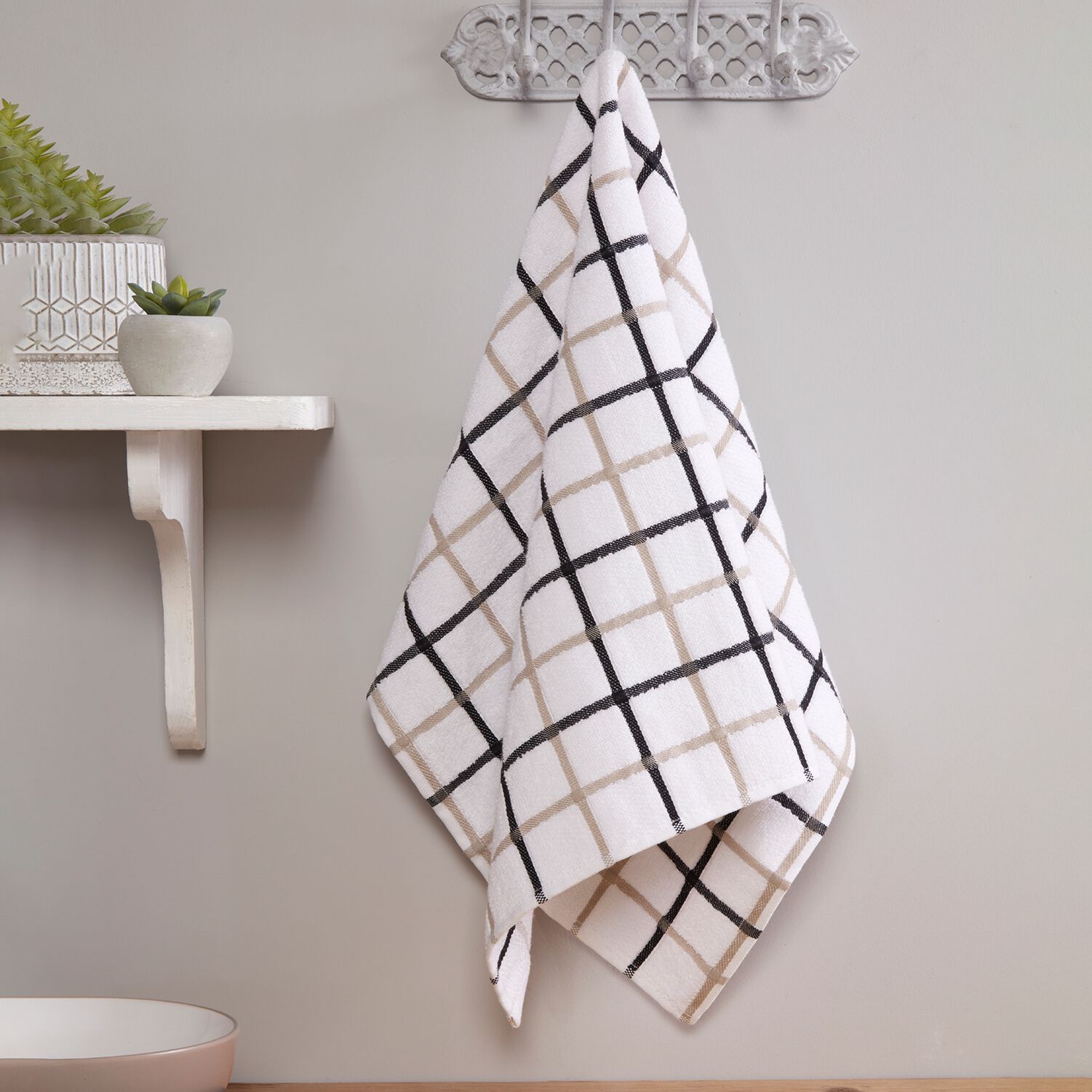 Multi Check Tea Towel - Black