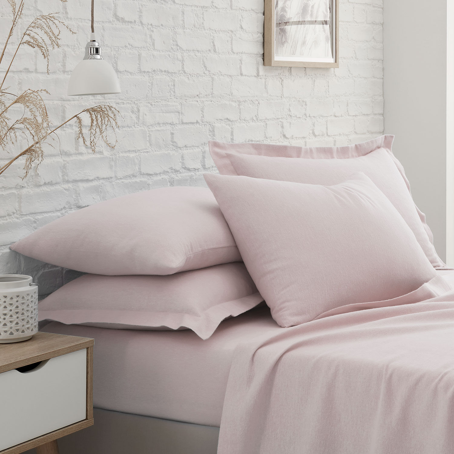 Oxford Pillowcase Pair Brushed Cotton - Pink