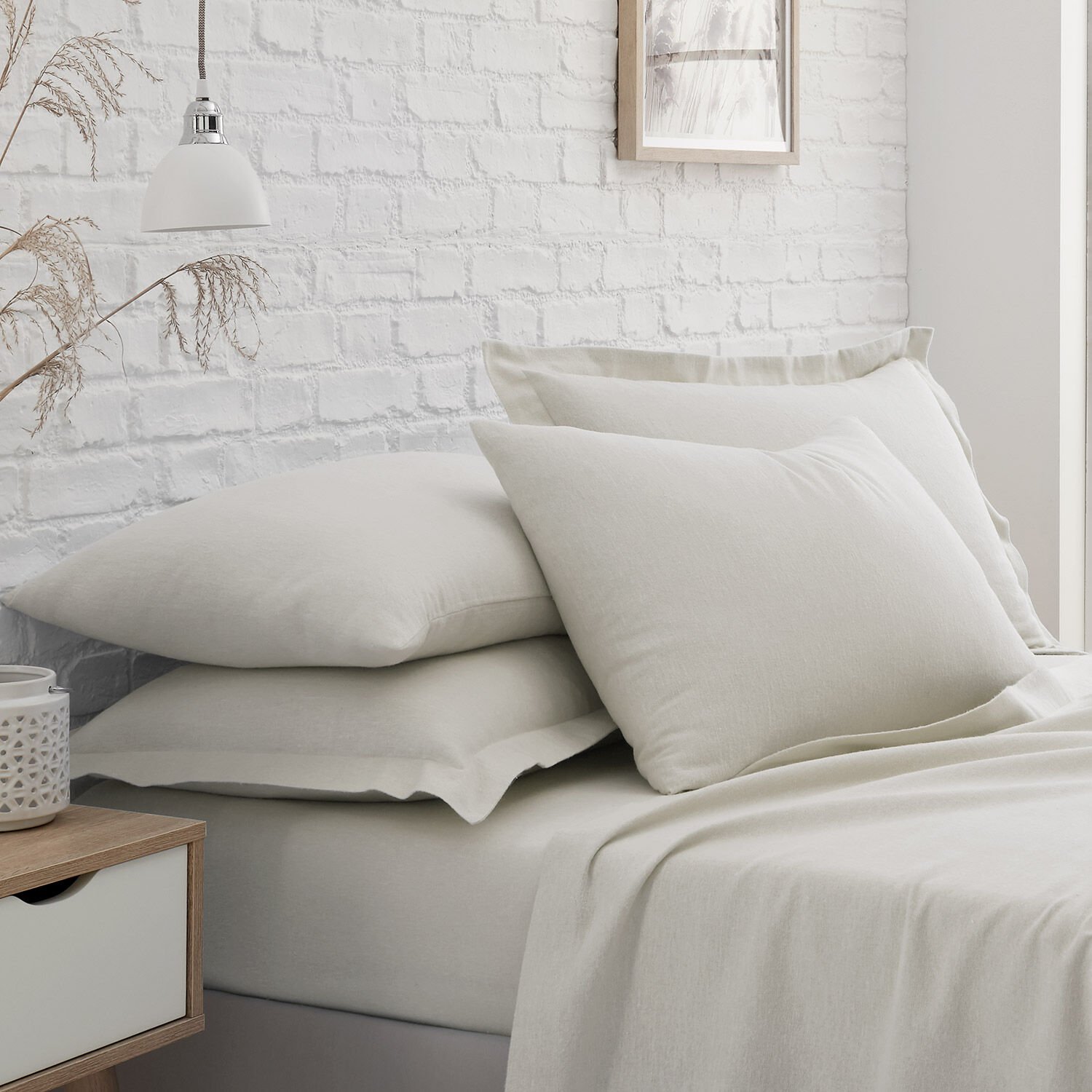 OXFORD PILLOWCASE PAIR Brushed Cotton Cream 1I