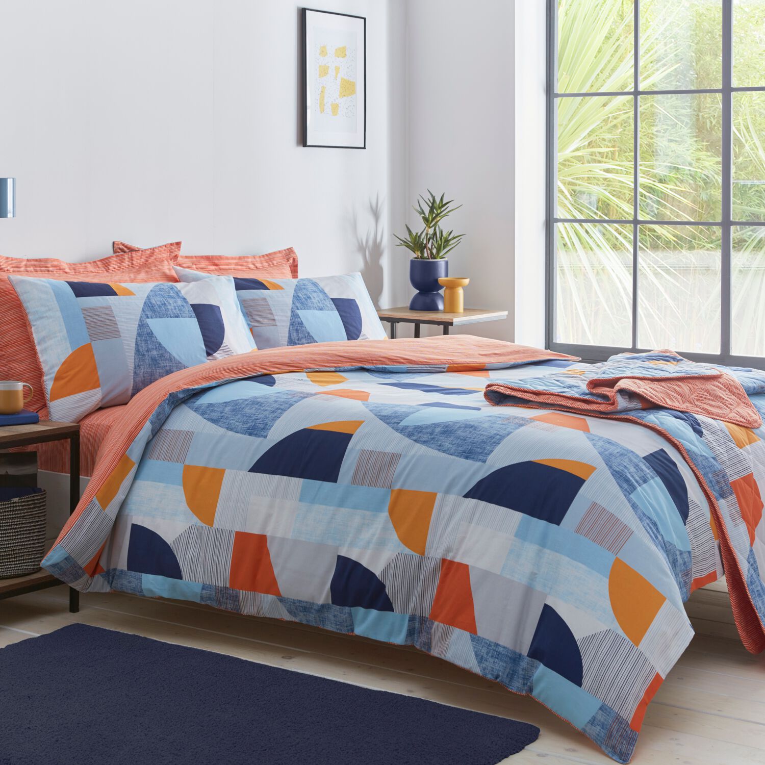 DOUBLE DUVET COVER Eli Blue/Orange
