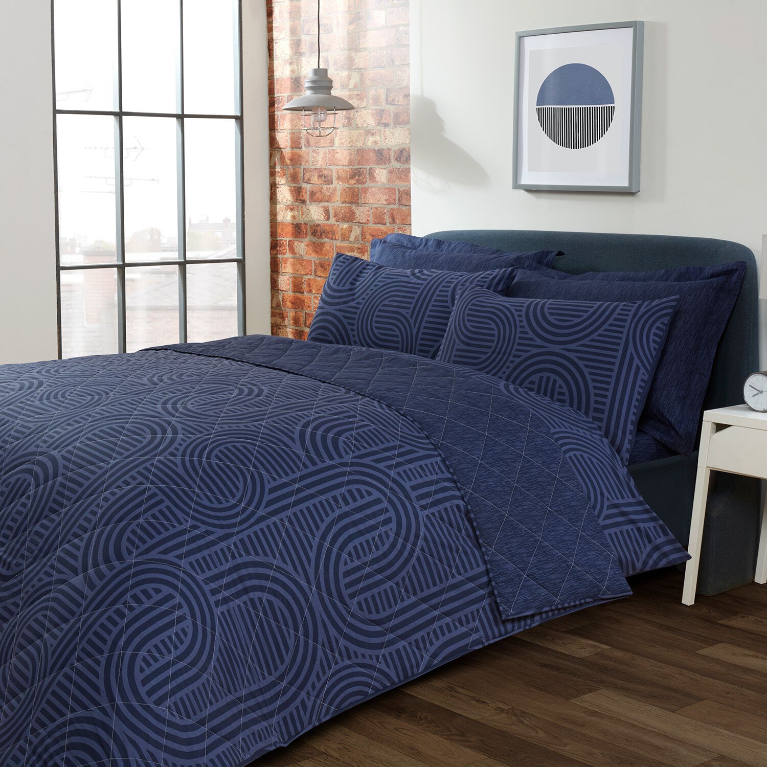 Nicole Day Lyra Bedspread 200cm x 220cm - Navy
