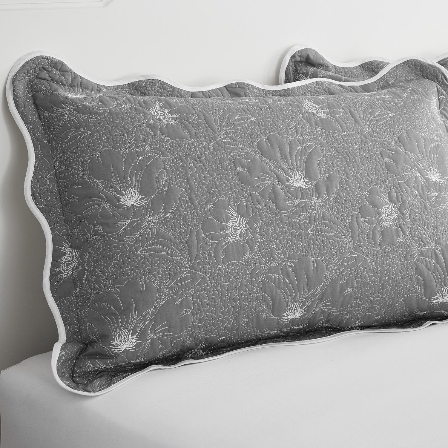 Nicole Day Matelassè Grey Pillowshams 50x75cm