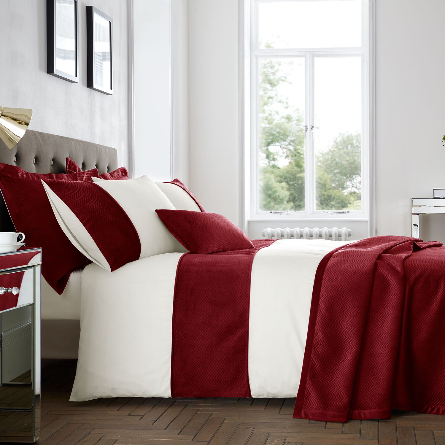 SINGLE DUVET COVER Ribeiro Velvet Red