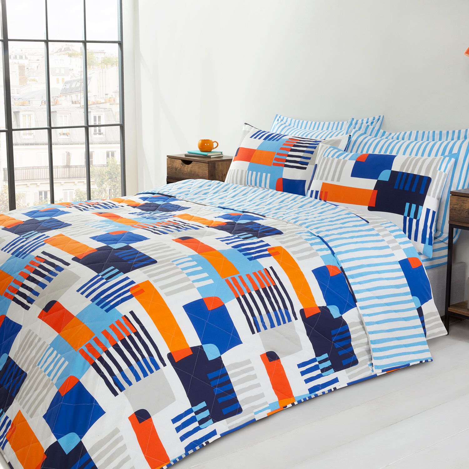 Nicole Day Ryley Bedspread 200cm x 220cm - Blue