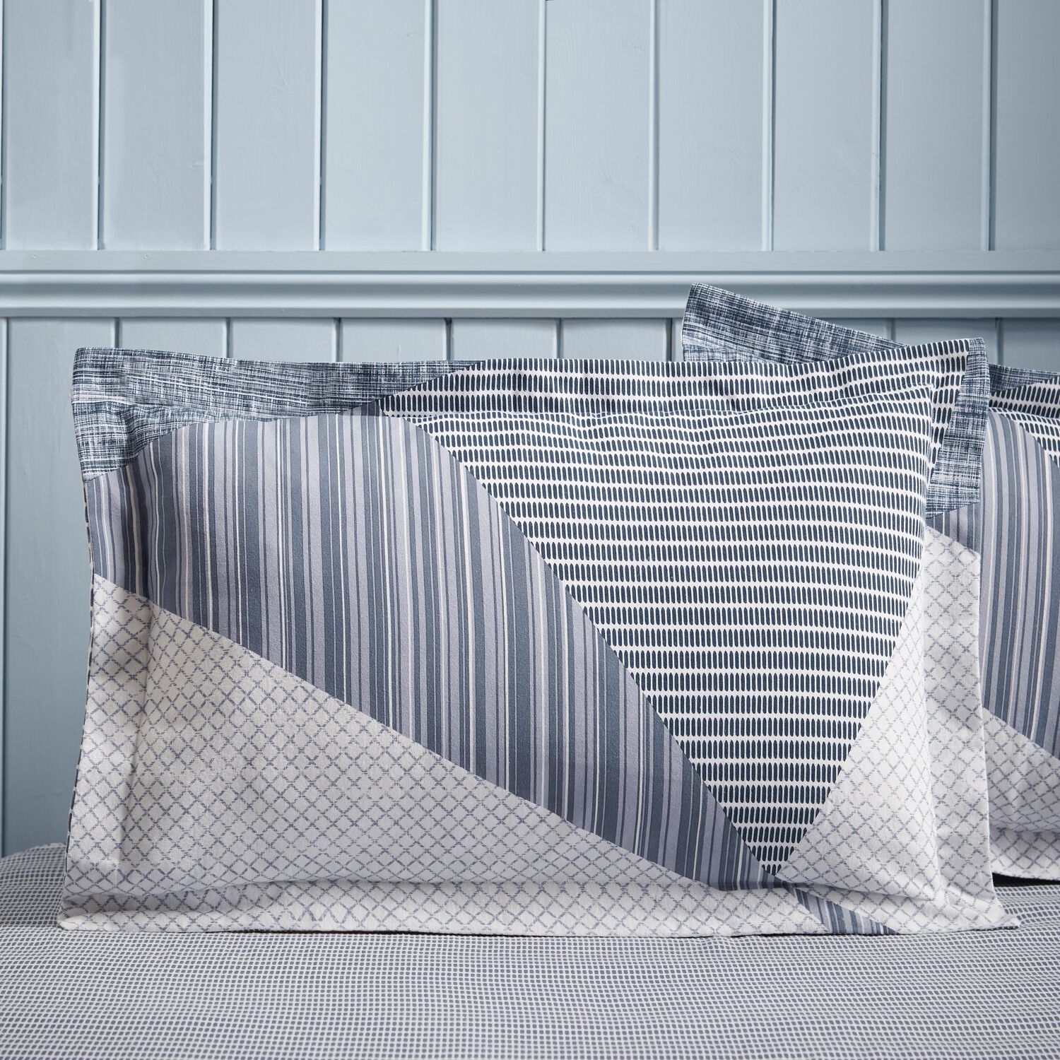 Nicole Day Spliced Geo Oxford Pillowcases - Blue