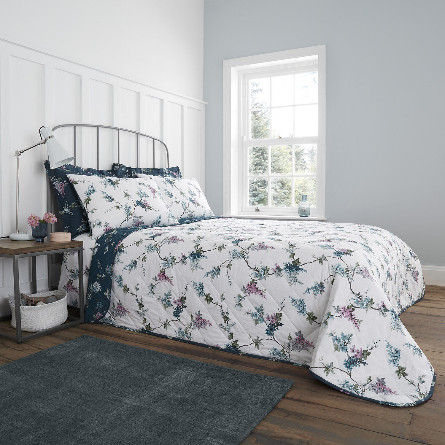 Nicole Day Wisteria Bedspread 200cm x 220cm - Teal