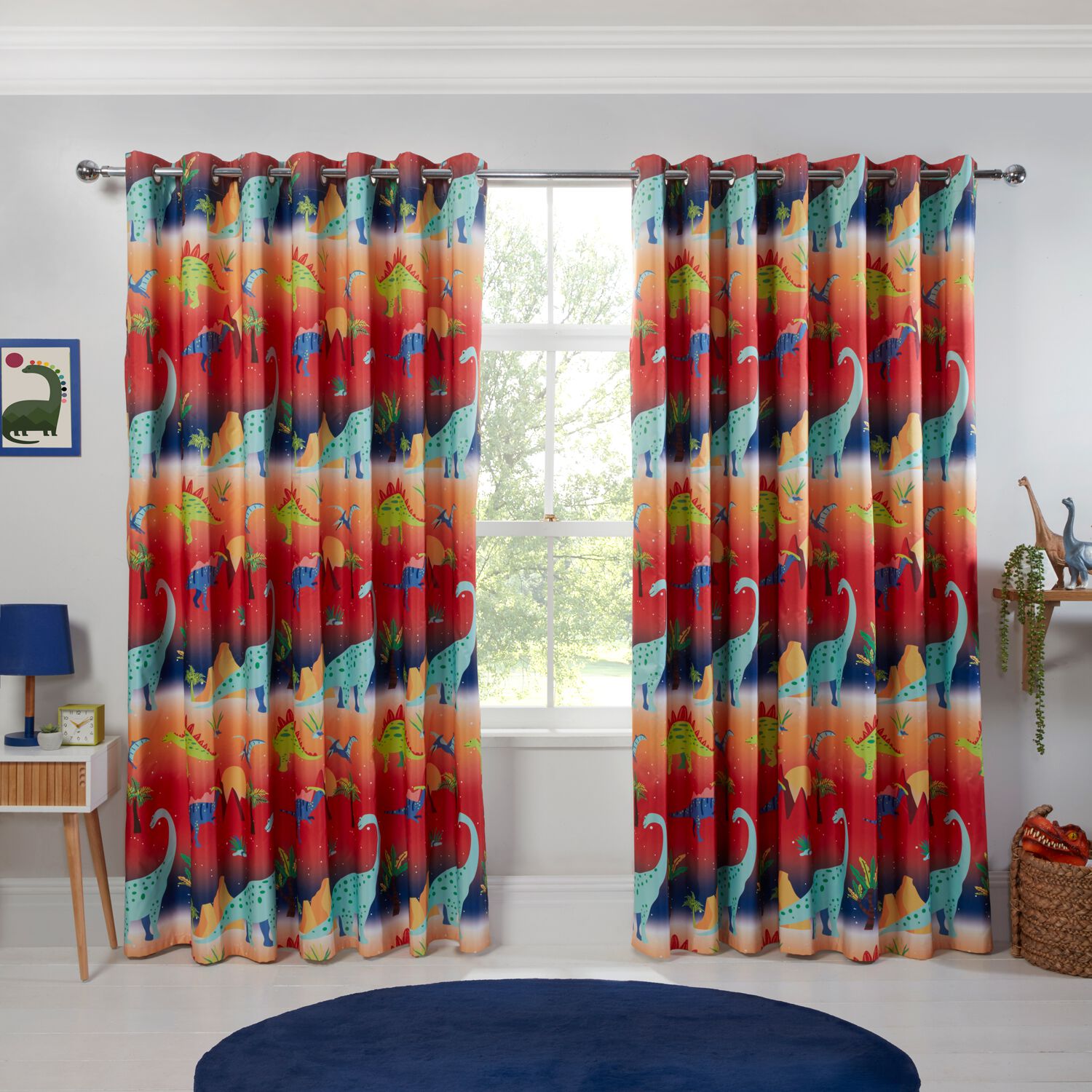 DINO BLACKOUT BLUE 66x72 Curtain