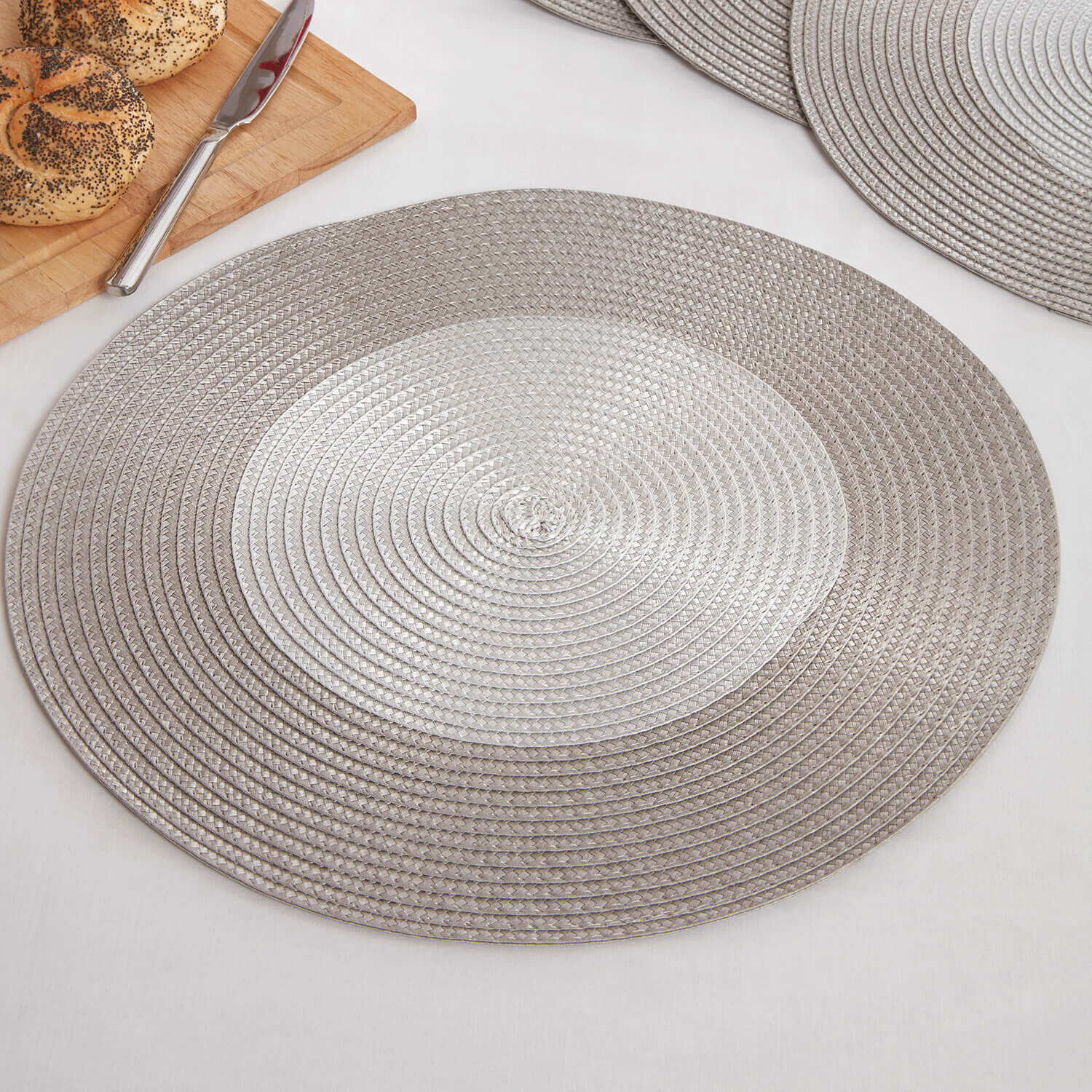 Ombre Round Woven Placemat Grey