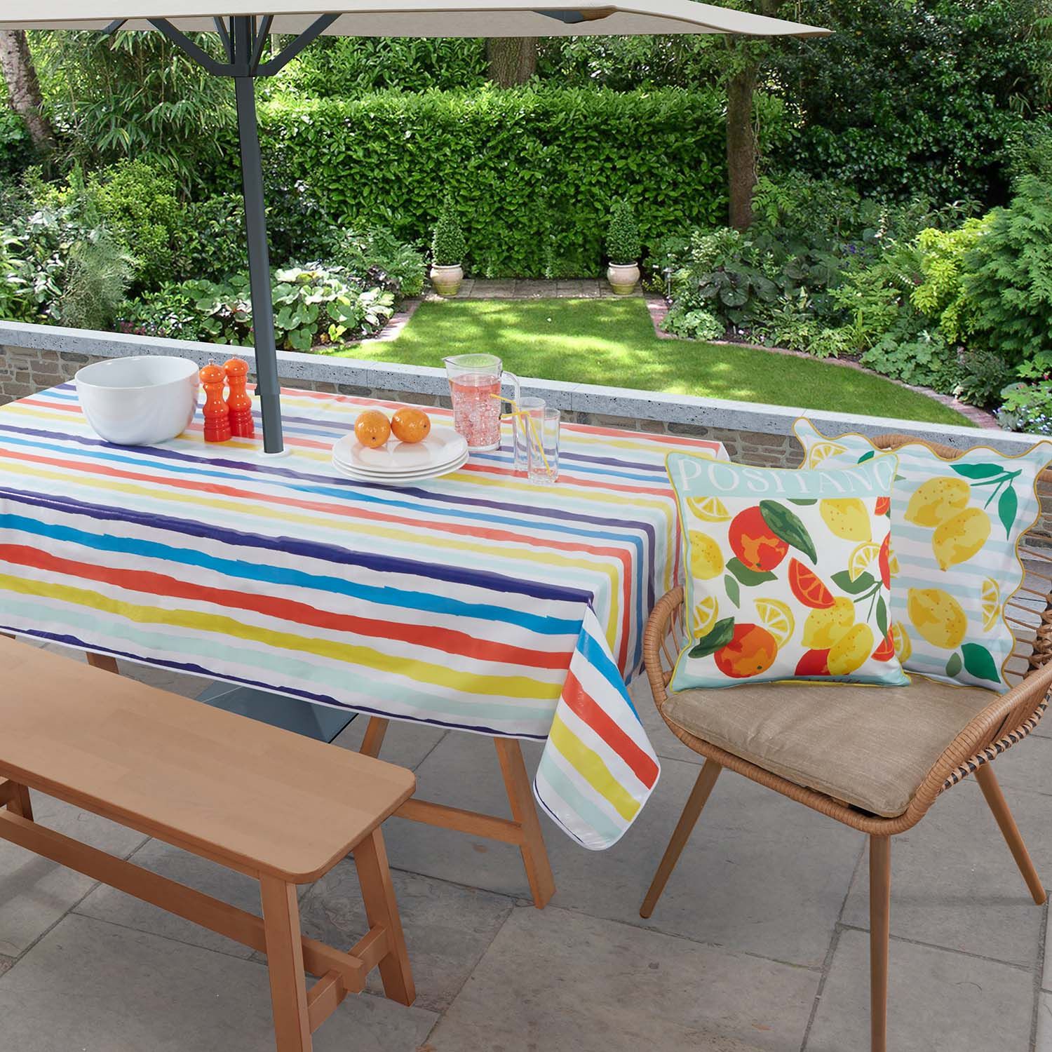 Outdoor PVC Table Cloth Stripe 160cm x 230cm