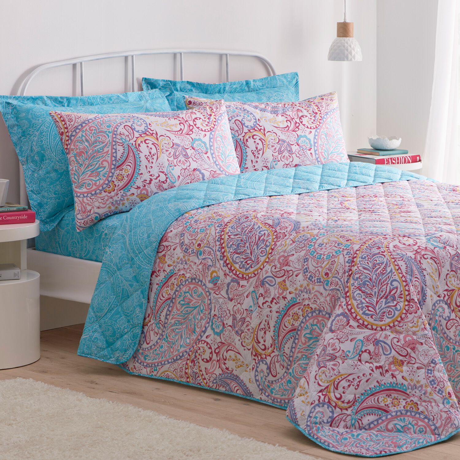 Paislee Brights Bedspread 200cm x 220cm - Pink