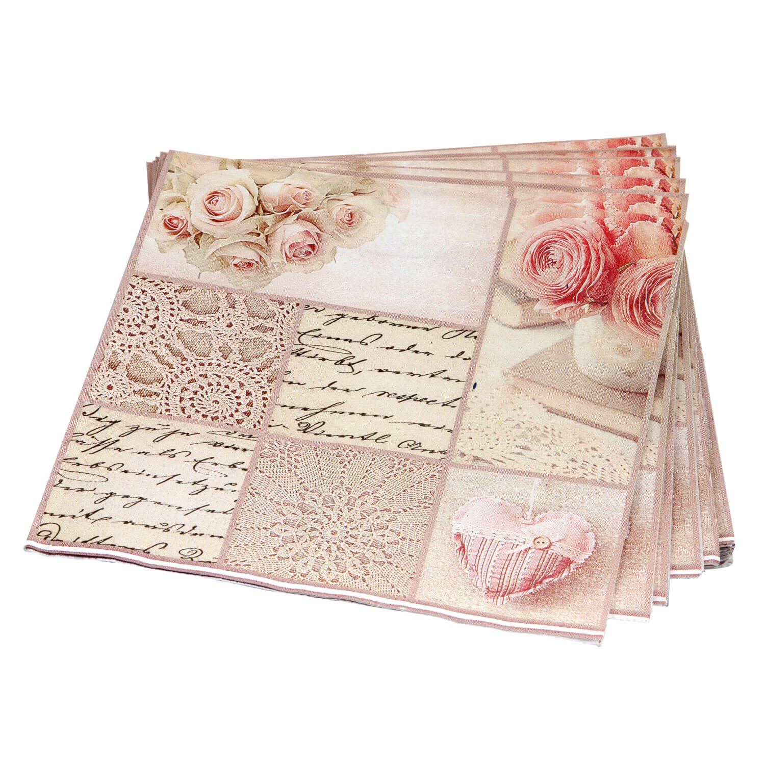 Patchwork Rose Napkins 20 Pack - Pink