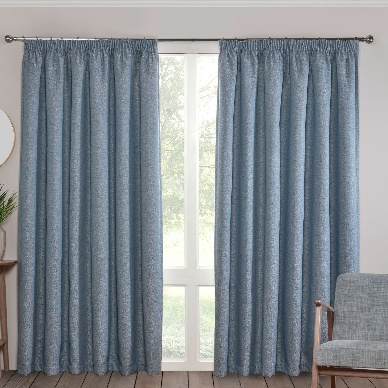 PENCIL PLEAT BLACKOUT & THERMAL BOUCLE NAVY 66x72 Curtain