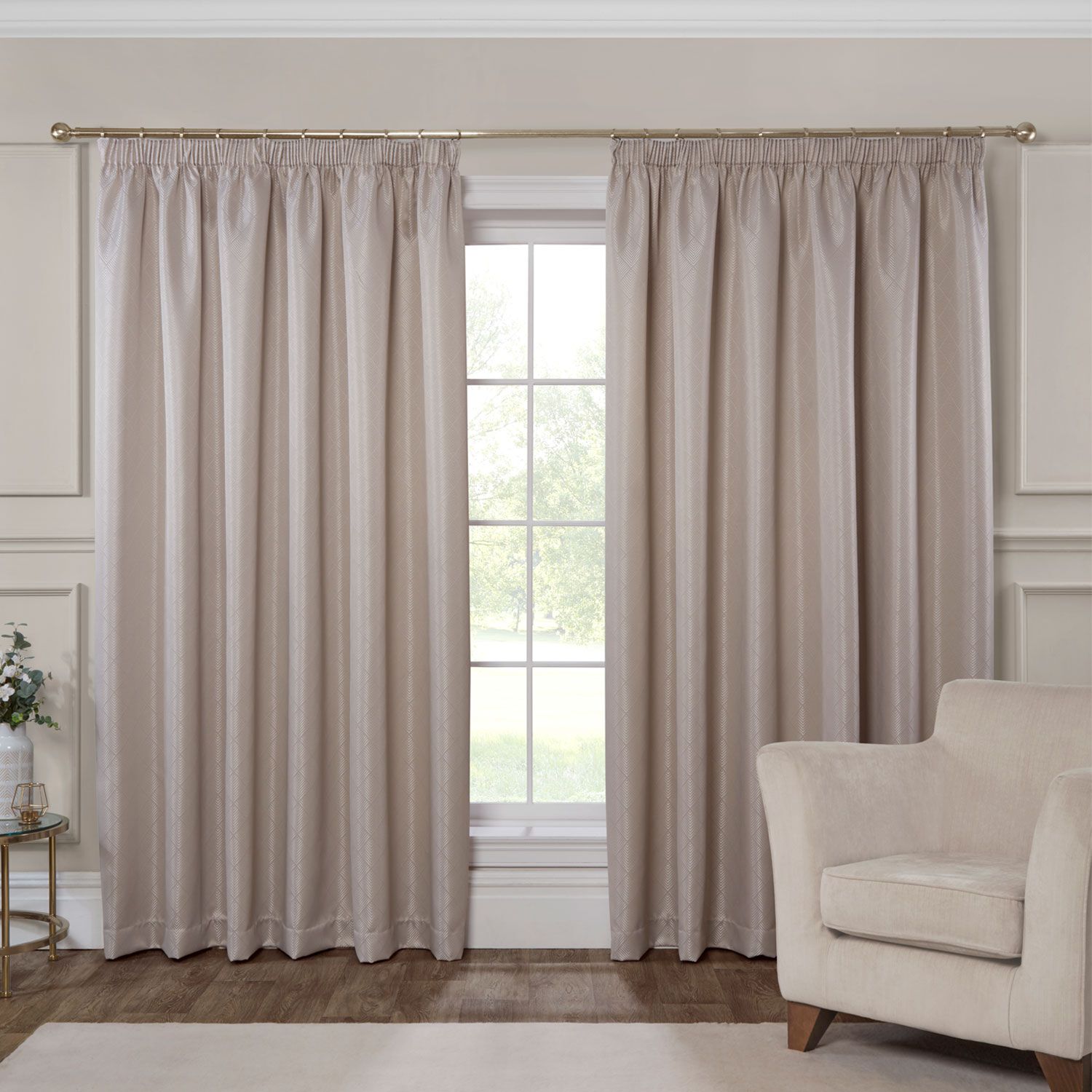 PENCIL PLEAT DUCHESS GOLD 90x90 Curtain
