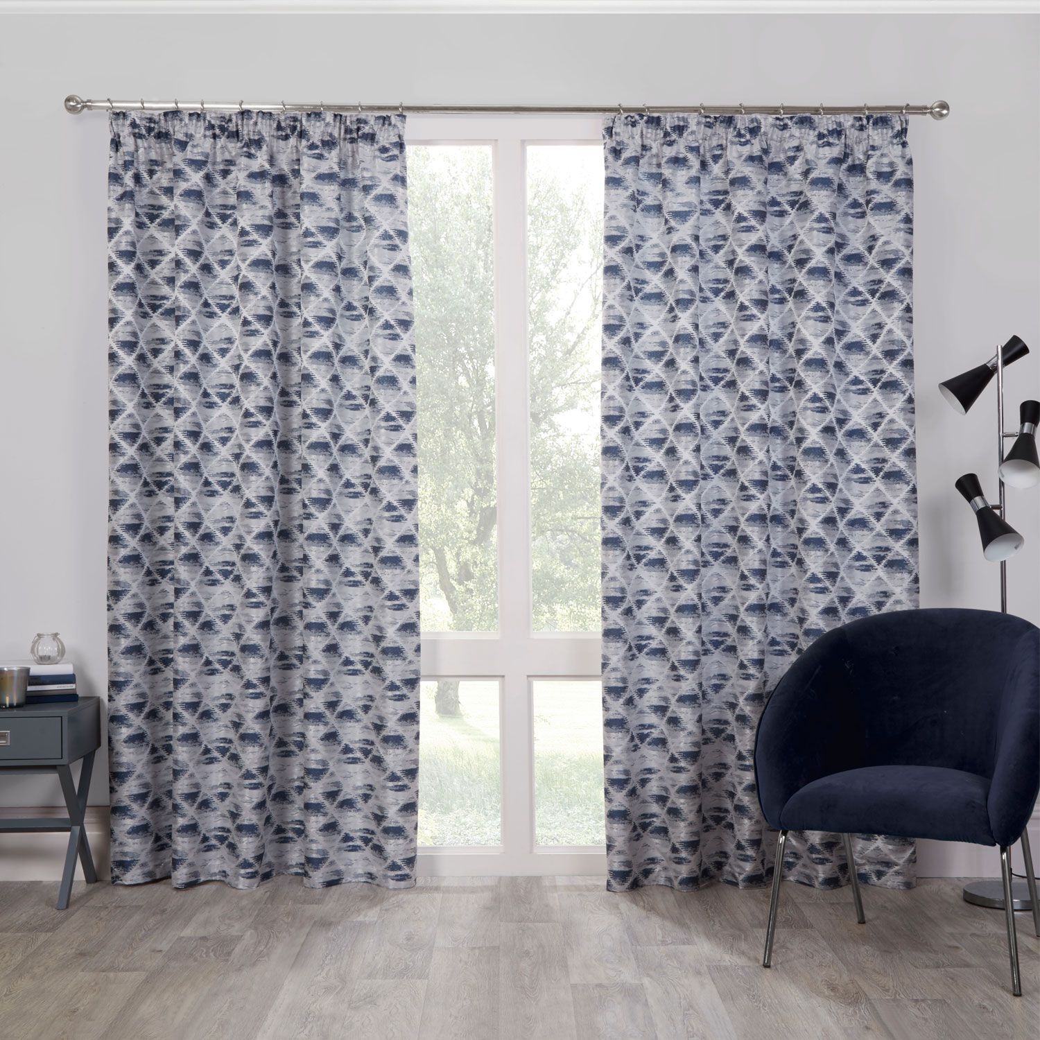 PENCIL PLEAT MOONGLADE NAVY 66x72 Curtain