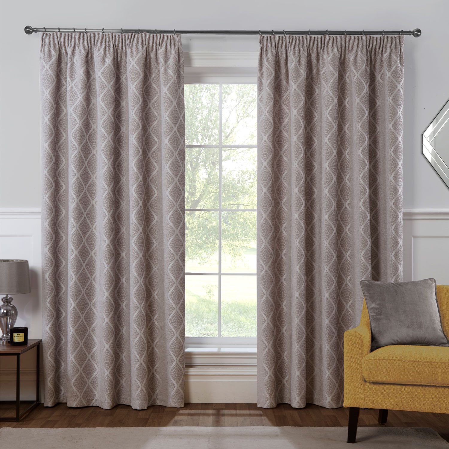 PENCIL PLEAT PEARL DOVE GREY 66x54 Curtain