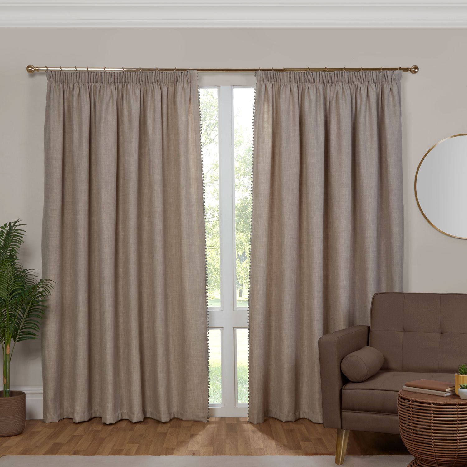 PENCIL PLEAT POM POM NATURAL 66x90 Curtain