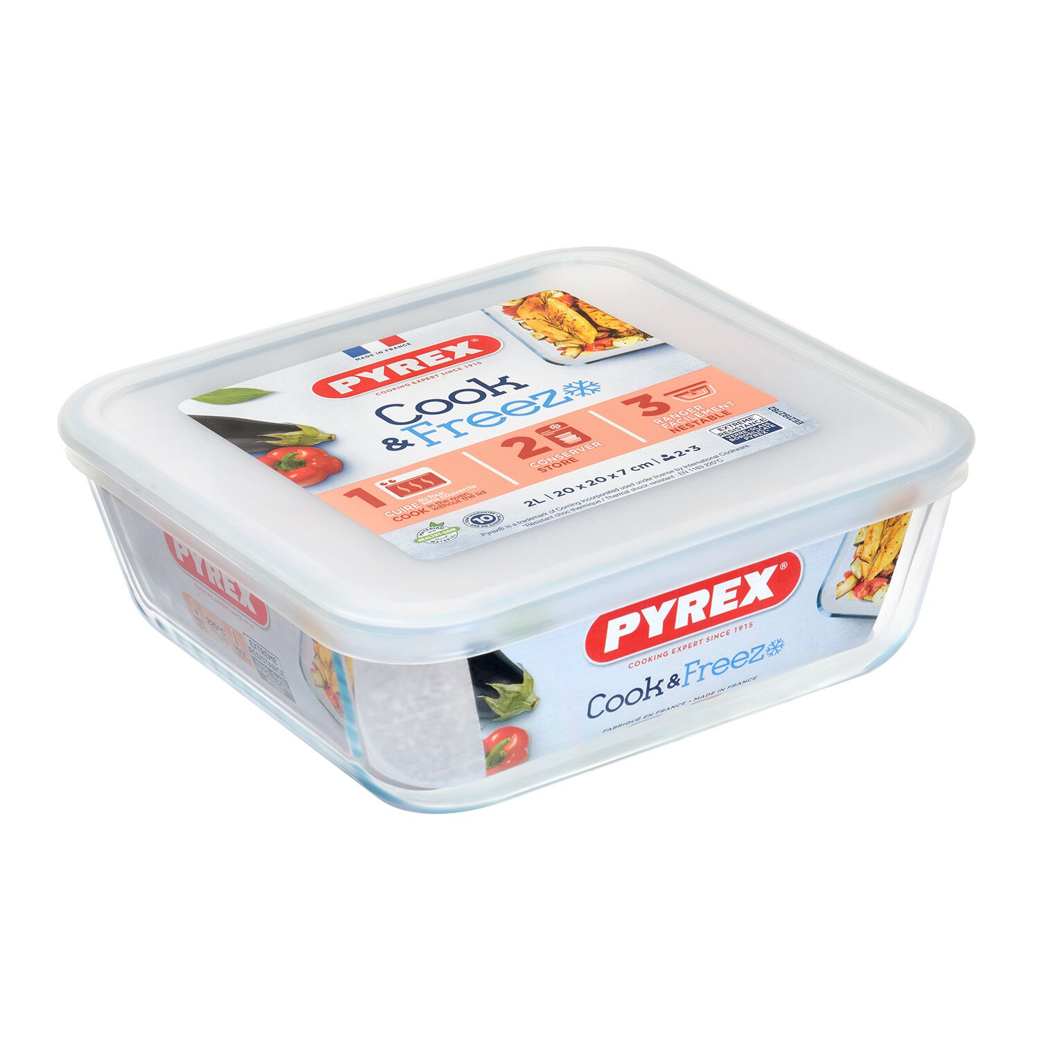 Pyrex Cook & Freeze Square Dish with Lid 2L