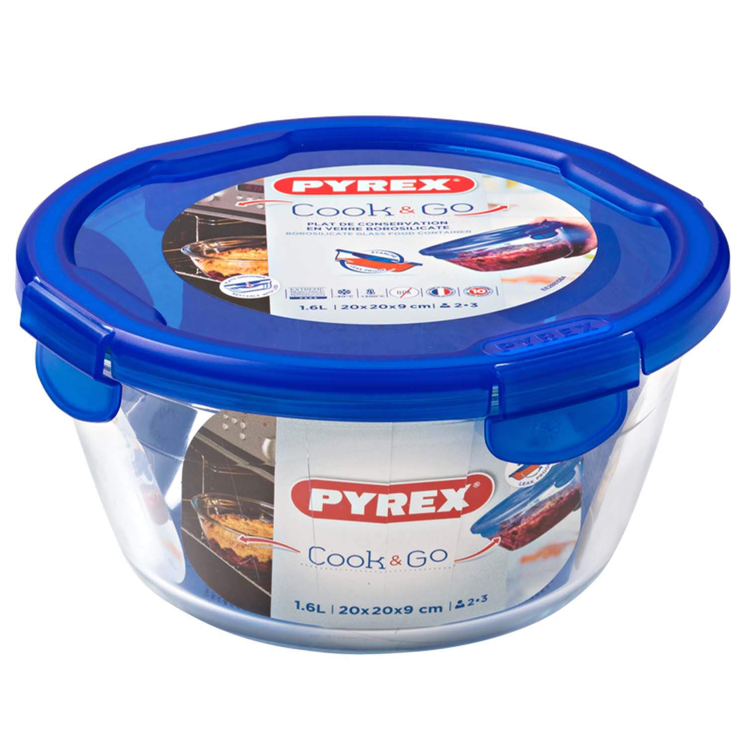 Pyrex Cook & Go Round Dish with Lid 1.6L