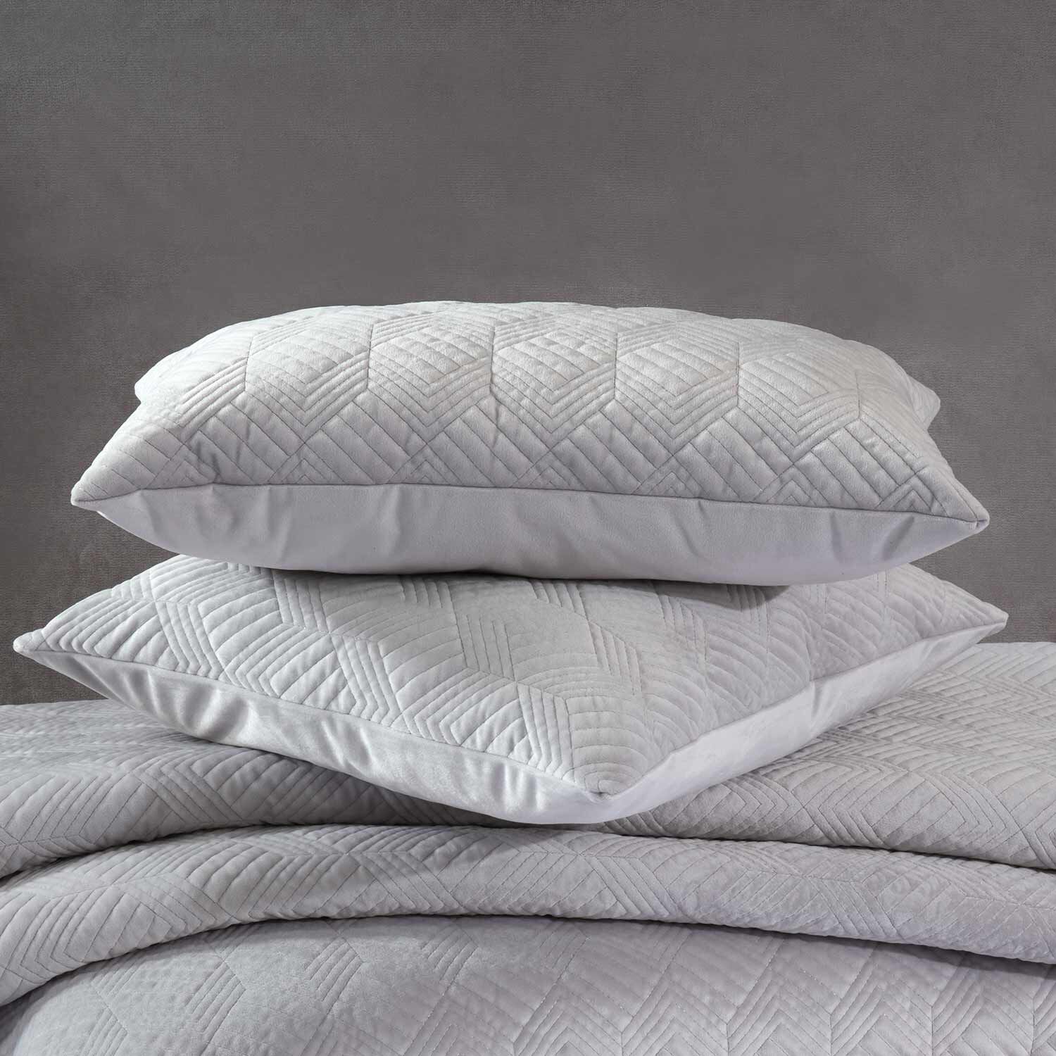 Quilted Hotel Velvet Cushion 30 x 50cm - Grey