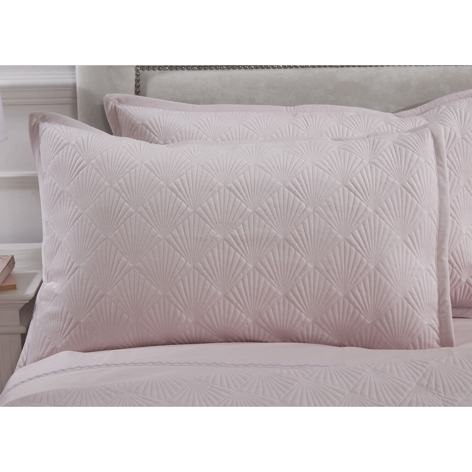 Quilted Hotel Velvet Pillowshams 50 x 75cm - Blush