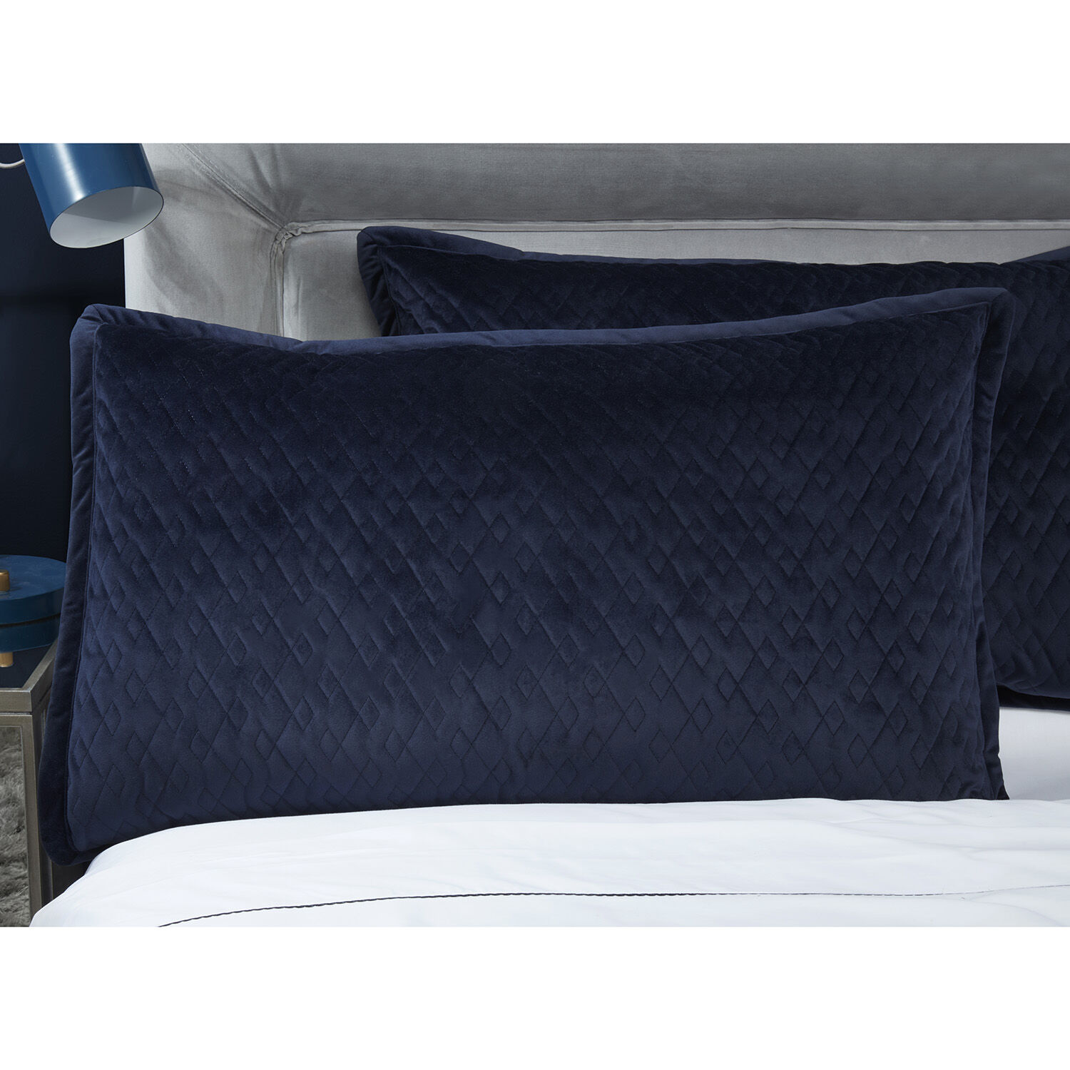 Quilted Hotel Velvet Pillowshams 50x75cm - Navy