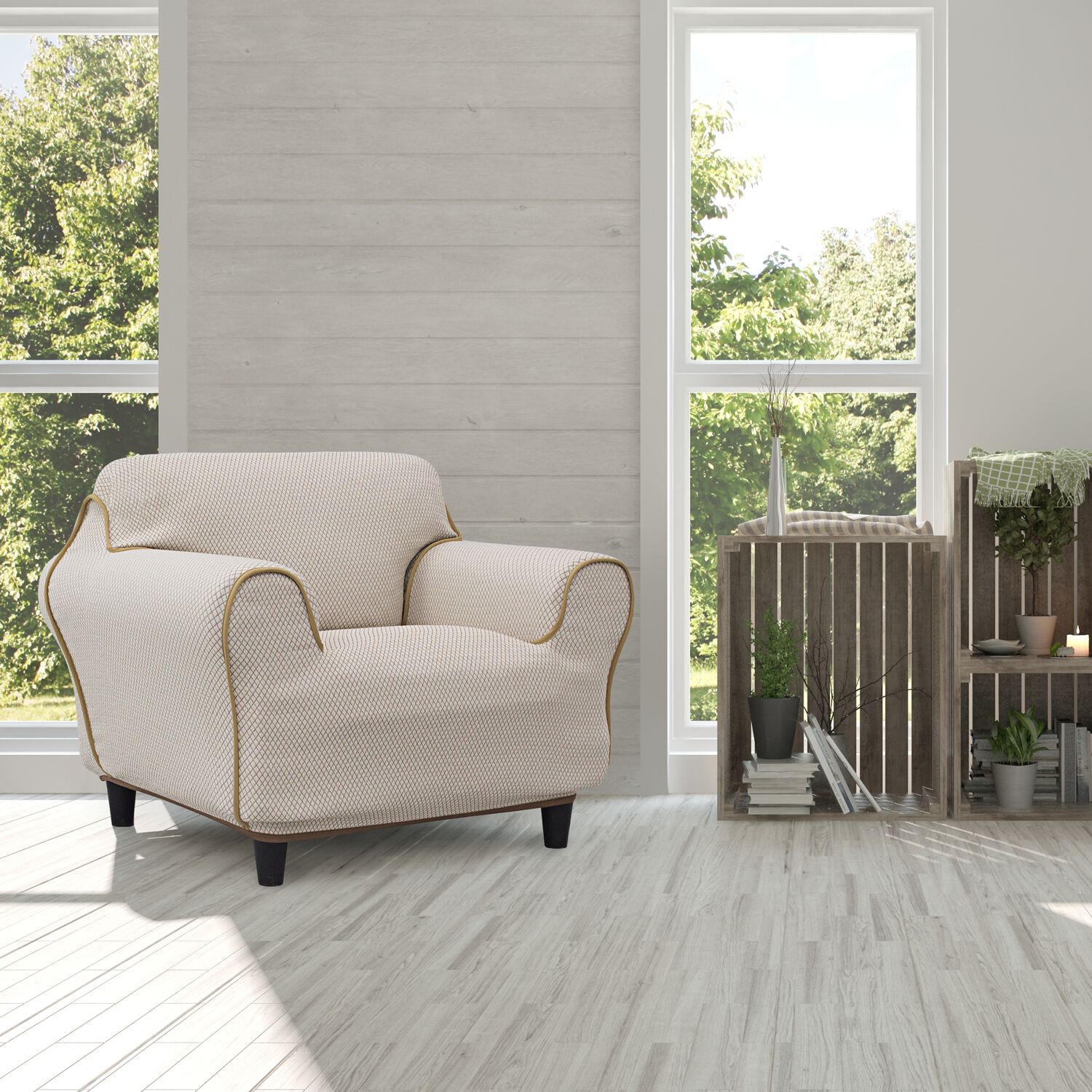 REVERSIBLE EASYSTRETCH BEIGE Armchair Cover