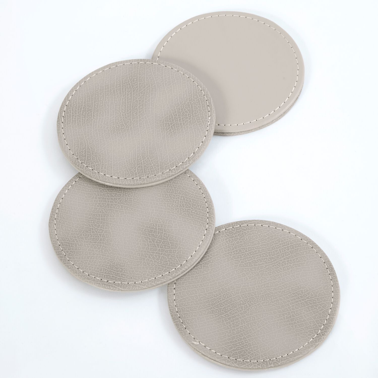 Reversible Round Bark Grey Coasters - 4 Pack