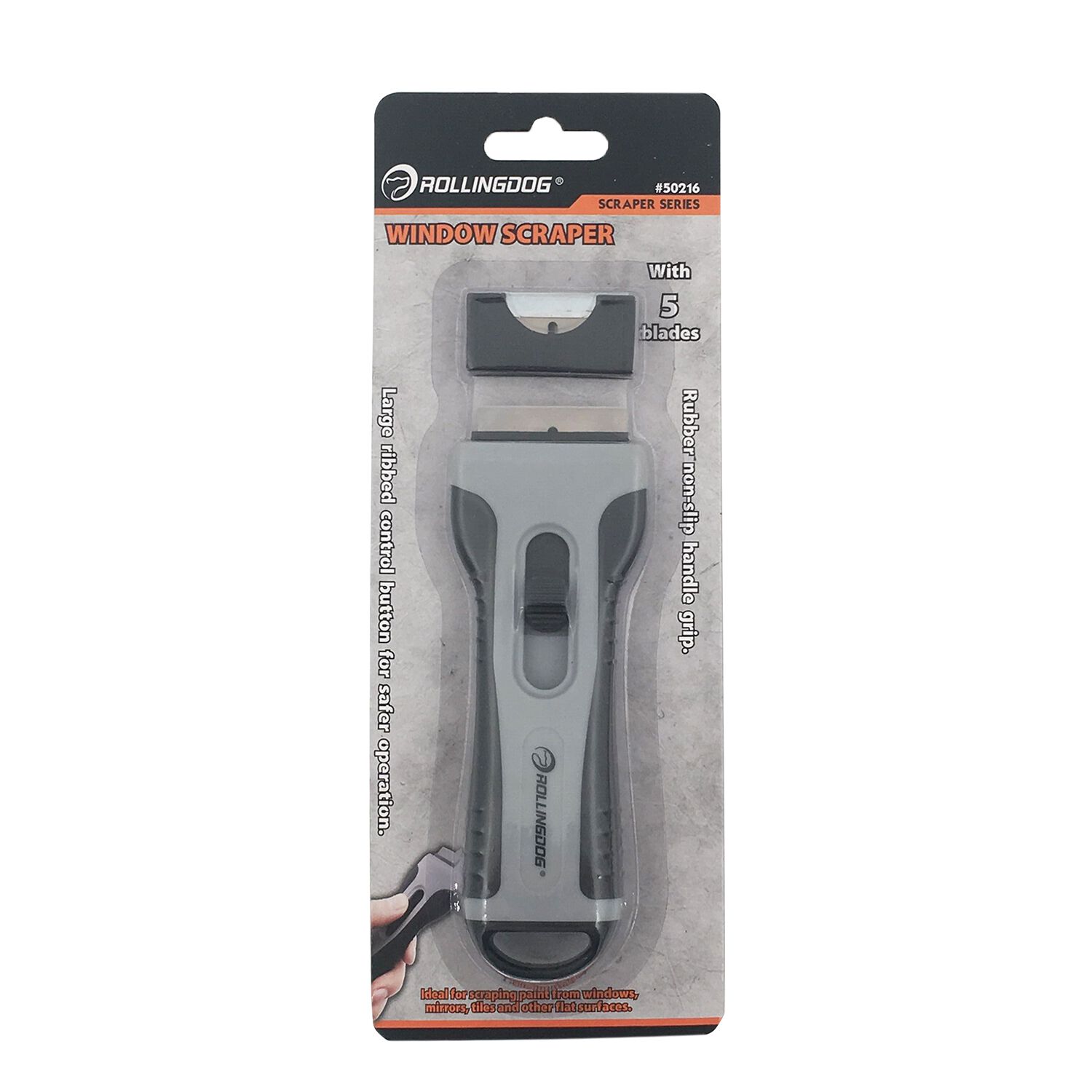 Rolling Dog Window Scraper With 5 Blades