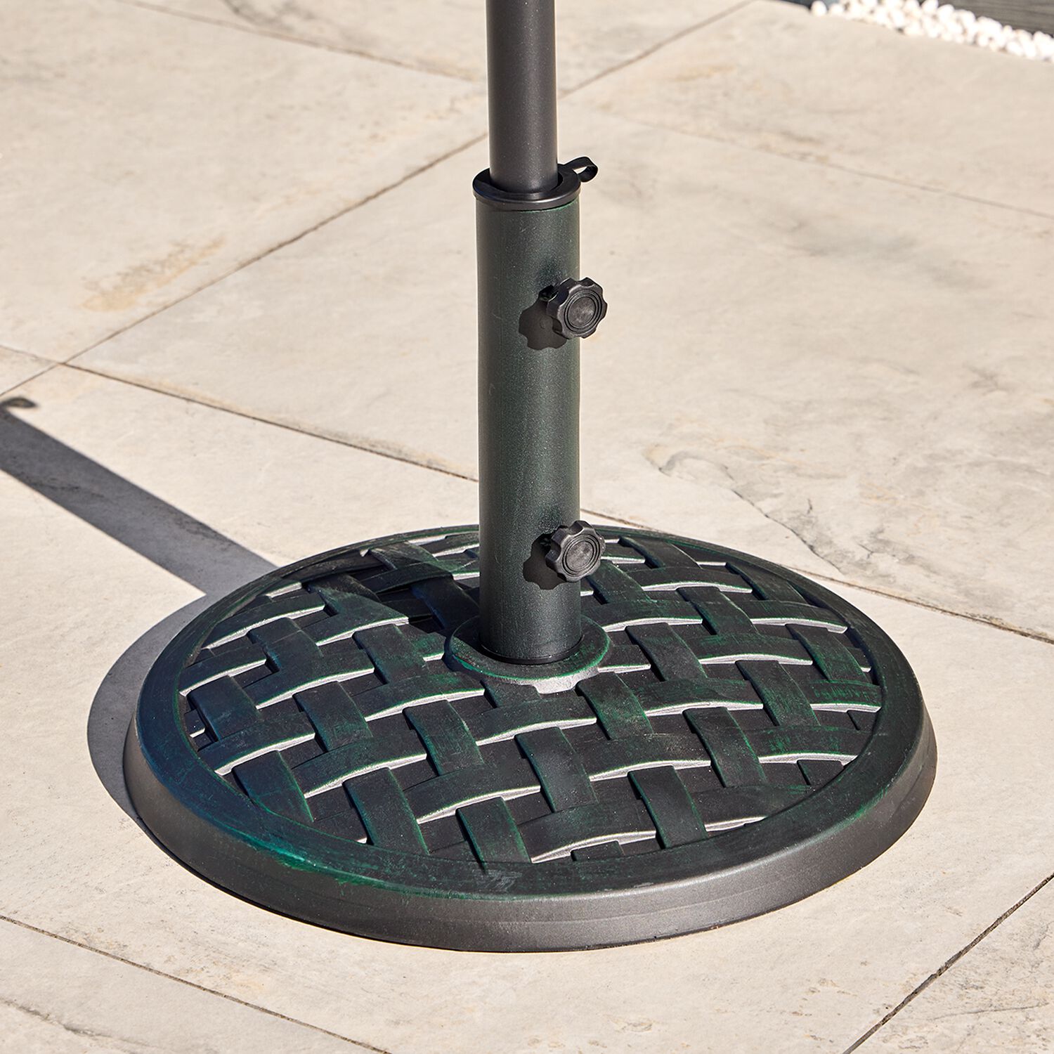 Round Black Green Brushed Parasol Base 12.5kg