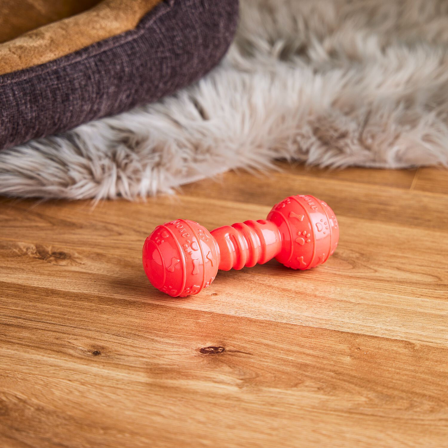 Rubber Dumbbell Dog Toy With Squeaker