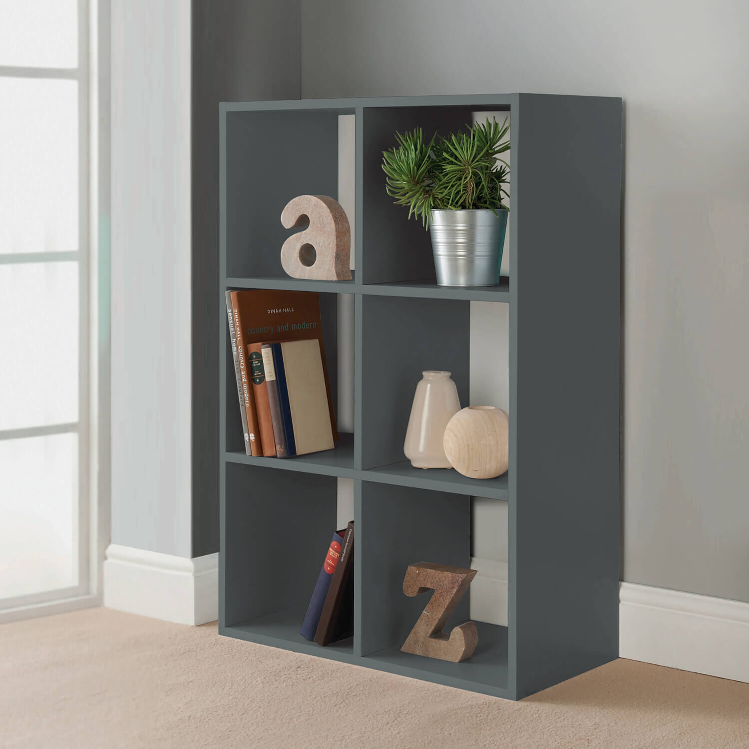 Rubix Shelf Organiser 6 Cube - Grey