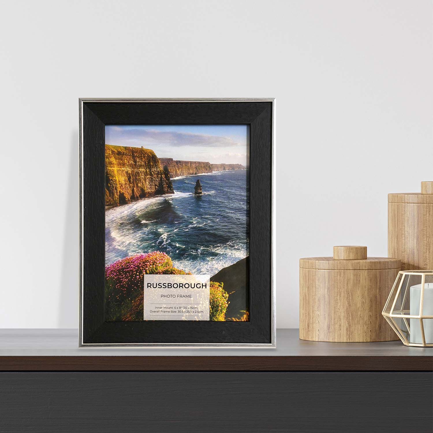 6X8 RUSSBOROUGH BLACK Silver Mounted Photo Frame