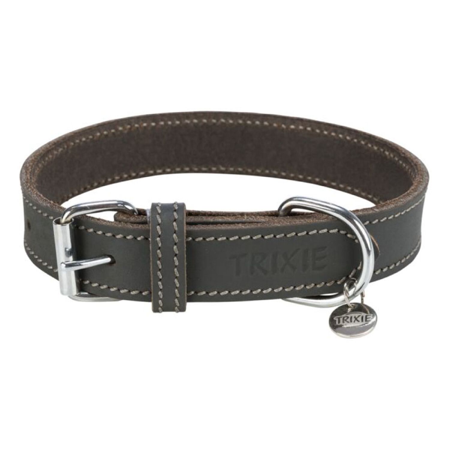 Rustic Leather Collar XS-S 18mm Grey