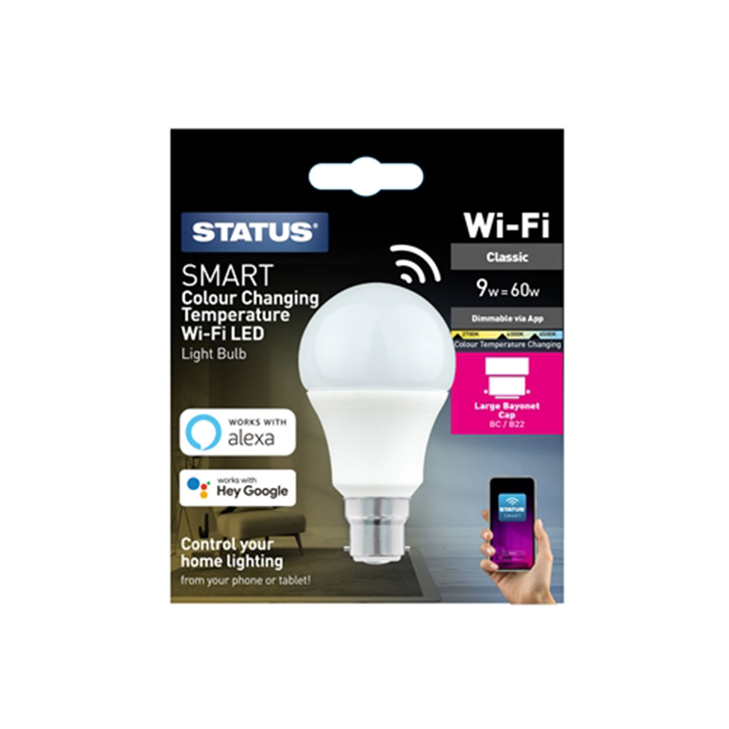 STATUS GLS ES Smart LED 9W EQ 60W Temp Bulb