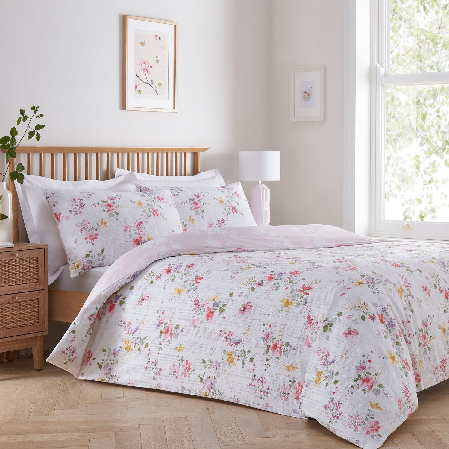 SINGLE DUVET COVER Seersucker Ditsy Floral