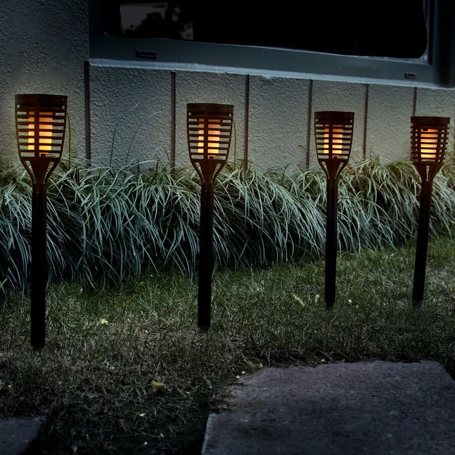 Set of 5 Dancing Flame Solar Pot Lights