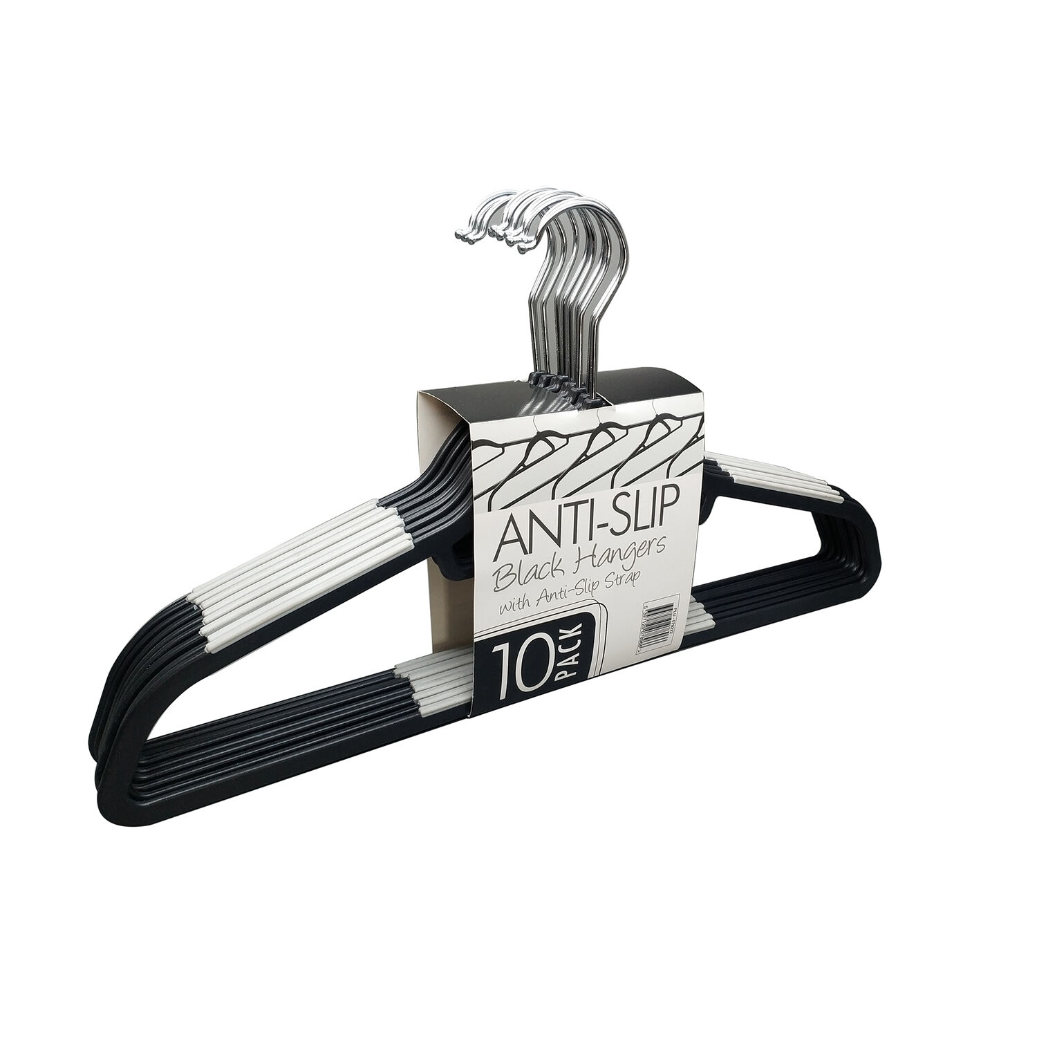 Skinny 10 Pack Black Hangers with Anti Slip