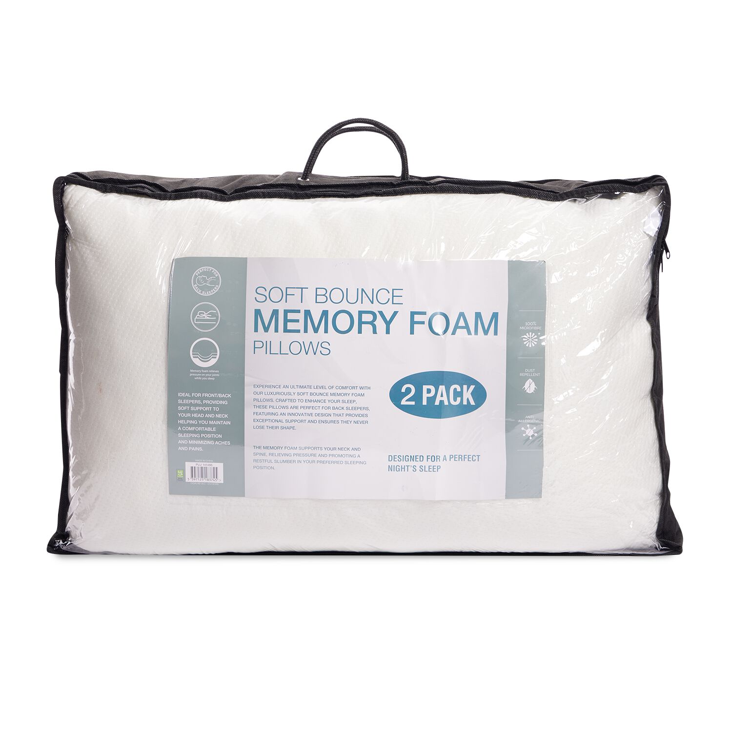 Soft Bounce Twin Pack Memory Foam Pillow