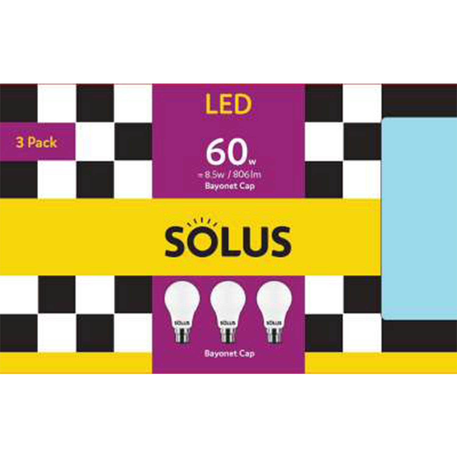 Solus A55 BC 3 LED Bulbs 8.5W (EQ. 60W) Non Dimm